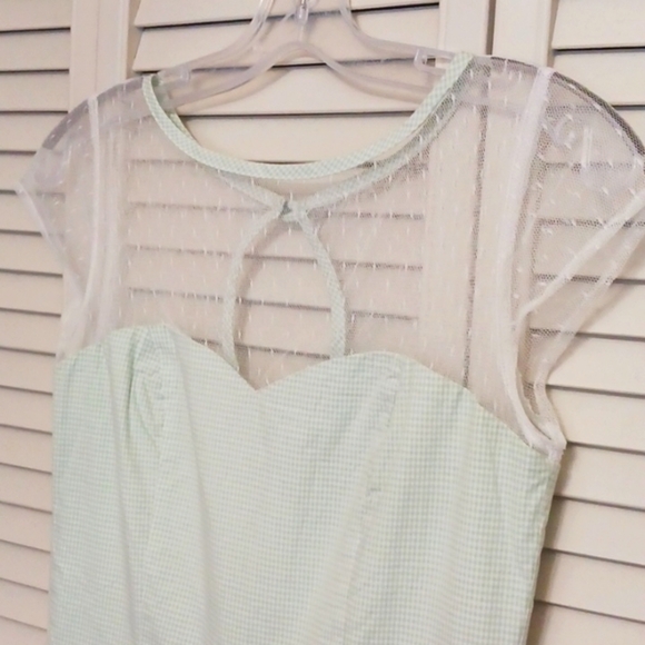 HELL Bunny Green Gingham A-line Retro Rockabilly Dress, Size XS - Picture 4 of 12